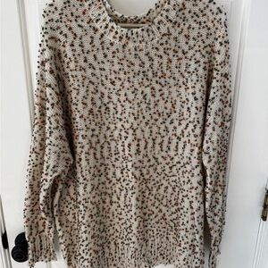 Hayden(1x) Cream cozy open Knit Crew Neck Sweater